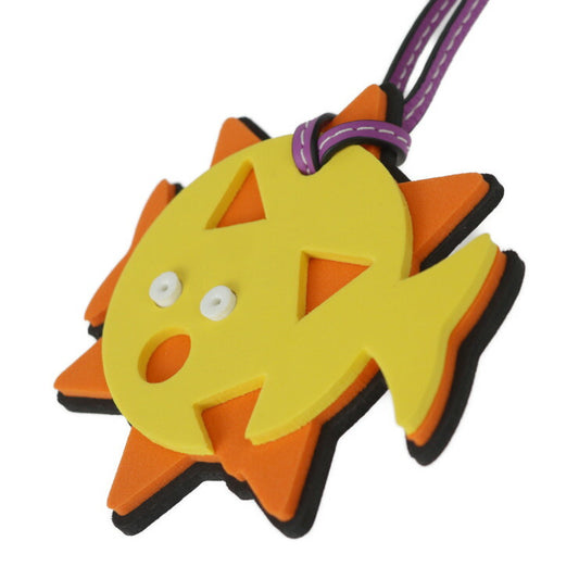 超美品 LOEWE ロエベ バッグチャーム その他小物 111.10.165 スポンジ × レザー イエロー×オレンジ×ブラック パープル ブローフィッシュモチーフ フグ 魚 さかな