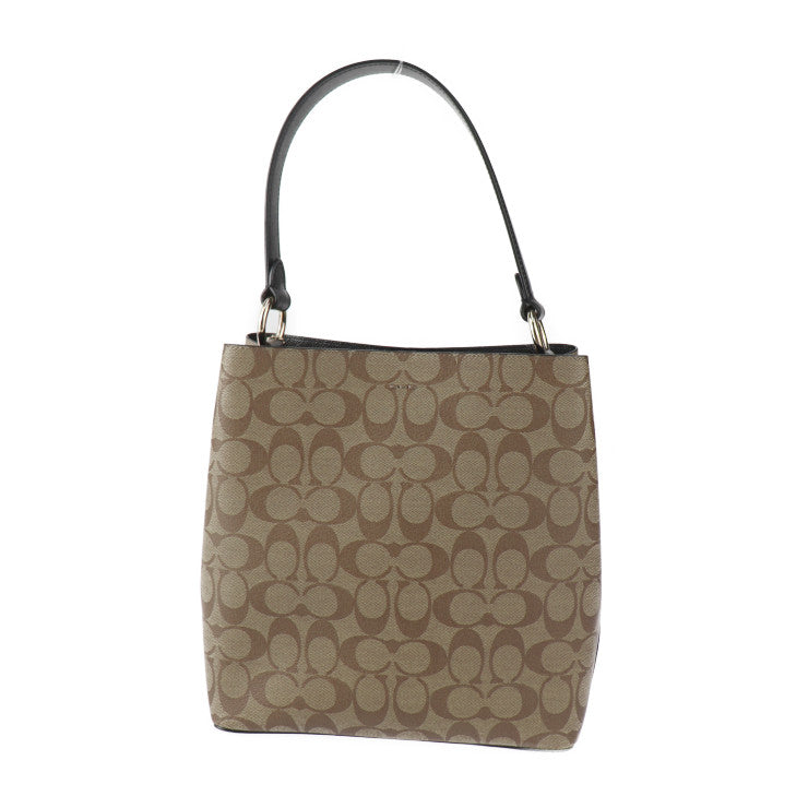 新品未使用展示品 COACH コーチ タウン バケットバッグ シグネチャー ハンドバッグ 91512 PVC レザー ベージュ系 ブラック ゴールド金具 2WAY ショルダーバッグ
