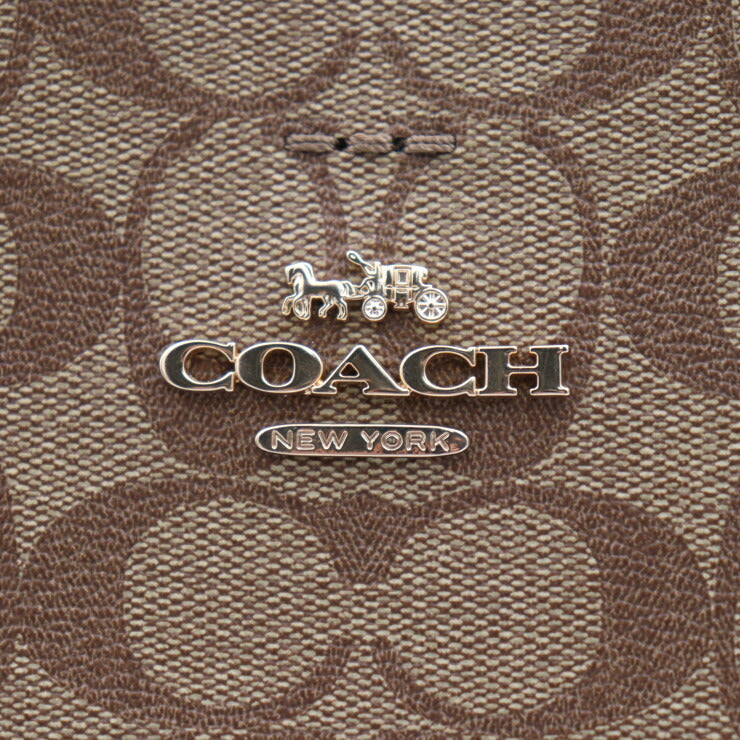 新品未使用展示品 COACH コーチ タウン バケットバッグ シグネチャー ハンドバッグ 91512 PVC レザー ベージュ系 ブラック ゴールド金具 2WAY ショルダーバッグ