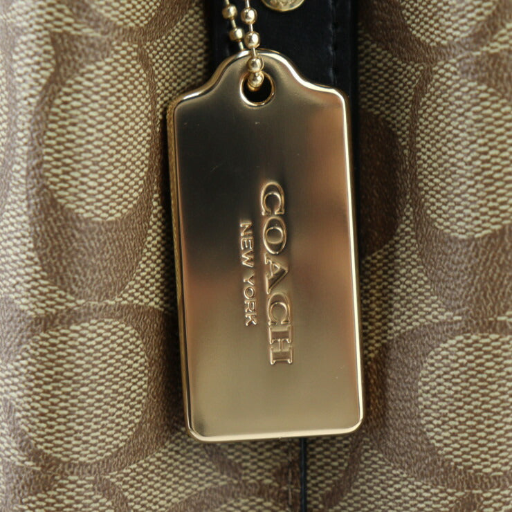 新品未使用展示品 COACH コーチ タウン バケットバッグ シグネチャー ハンドバッグ 91512 PVC レザー ベージュ系 ブラック ゴールド金具 2WAY ショルダーバッグ