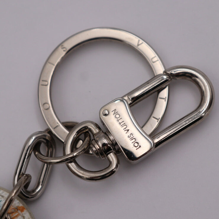 LOUIS VUITTON ルイ ヴィトン ポルト クレ ミリタリータブ パステル・モノグラム キーホルダー MP2862 PVC カーフレザー ホワイト系マルチカラー シルバー金具 キーリング バッグチャーム ビトン