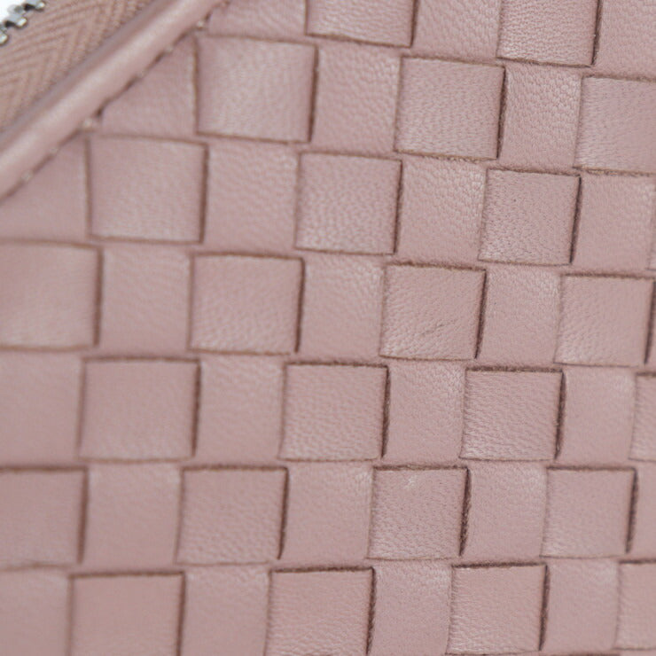 美品 BOTTEGAVENETA ボッテガヴェネタ ジップアラウンドウォレット 長財布 114076 レザー ダークピンクベージュ系 ラウンドファスナー