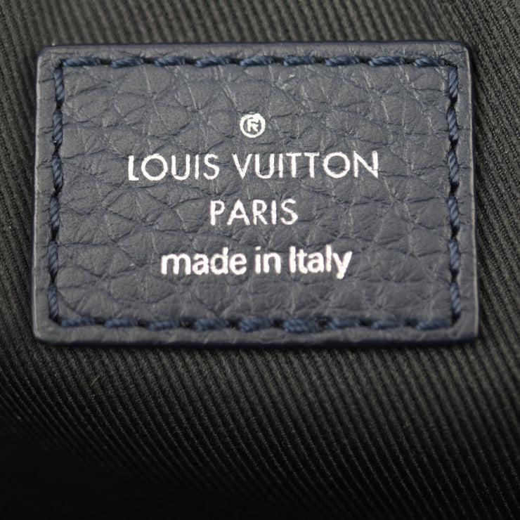 美品 LOUIS VUITTON ルイ ヴィトン ダヌーブPM ショルダーバッグ M55168 トリヨンレザー ネイビー シルバー金具 ポシェット クロスボディバッグ ビトン