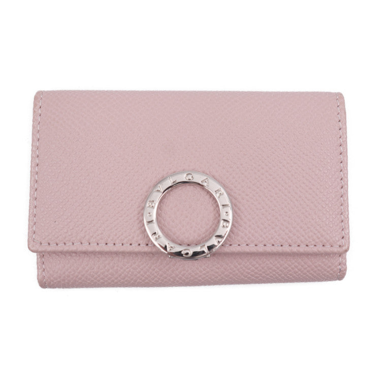 超美品 BVLGARI ブルガリ ブルガリブルガリ キーケース 30424 グレインレザー ライトピンク シルバー金具 ロゴクリップ 6連