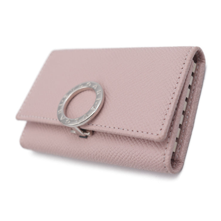 超美品 BVLGARI ブルガリ ブルガリブルガリ キーケース 30424 グレインレザー ライトピンク シルバー金具 ロゴクリップ 6連