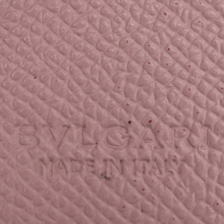 超美品 BVLGARI ブルガリ ブルガリブルガリ キーケース 30424 グレインレザー ライトピンク シルバー金具 ロゴクリップ 6連