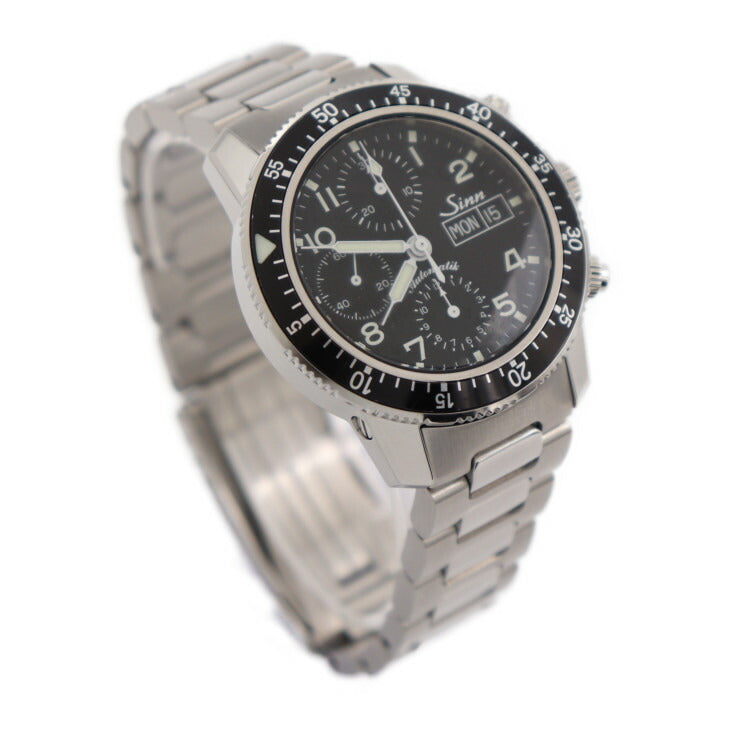 超美品 Sinn ジン インストゥルメント クロノグラフ 腕時計 103.B.SA.AUTO ステンレススチール シルバー ブラック文字盤 自動巻き クロノグラフ