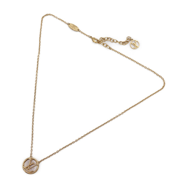 美品 LOUIS VUITTON ルイ ヴィトン コリエ L TO V ネックレス M80259 メタル マザーオブパール ゴールド サークルロゴ ビトン
