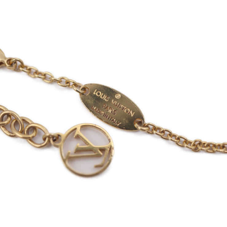美品 LOUIS VUITTON ルイ ヴィトン コリエ L TO V ネックレス M80259 メタル マザーオブパール ゴールド サークルロゴ ビトン