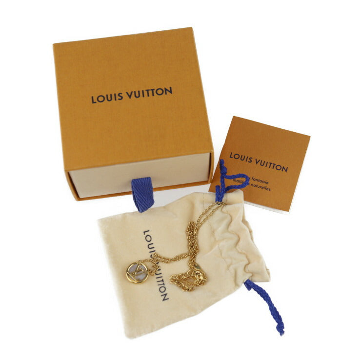 美品 LOUIS VUITTON ルイ ヴィトン コリエ L TO V ネックレス M80259 メタル マザーオブパール ゴールド サークルロゴ ビトン