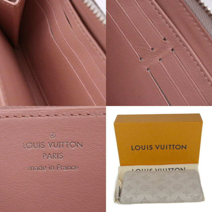 超美品 LOUIS VUITTON ルイ ヴィトン ジッピーウォレット モノグラムマヒナ 長財布 M80314 レザー ブリューム ローズ・マドモワゼル シルバー金具 ラウンドファスナー ビトン グレー系