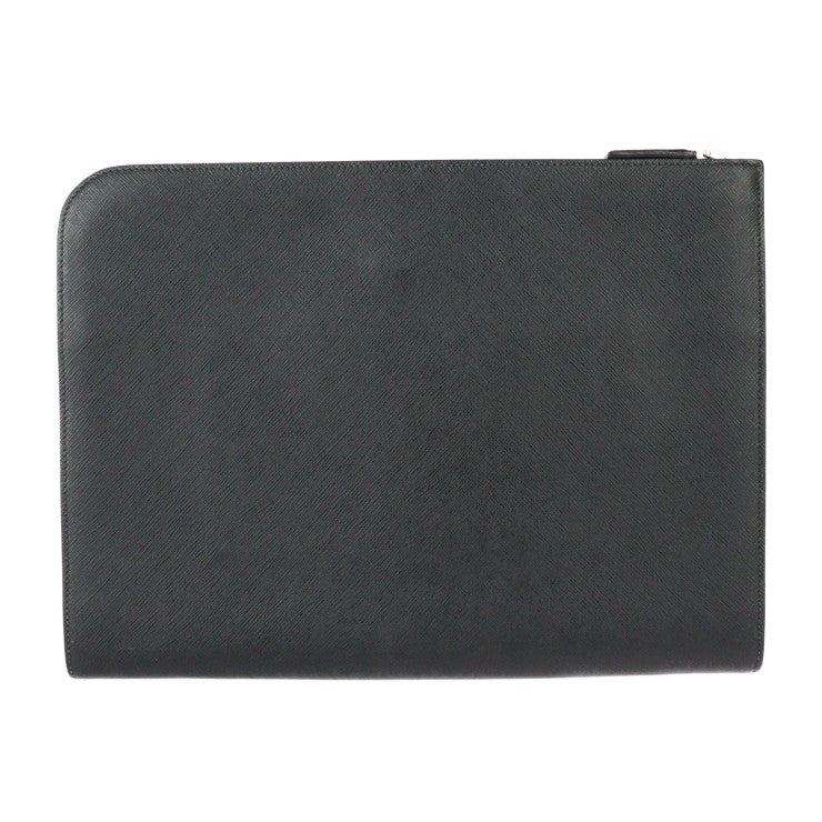 PRADA プラダ ドキュメントケース SAFFIANO TRAVEL サフィアーノトラベル セカンドバッグ 2VN003 レザー ブラック ブルー シルバー金具 L字ファスナー クラッチバッグ ポーチ