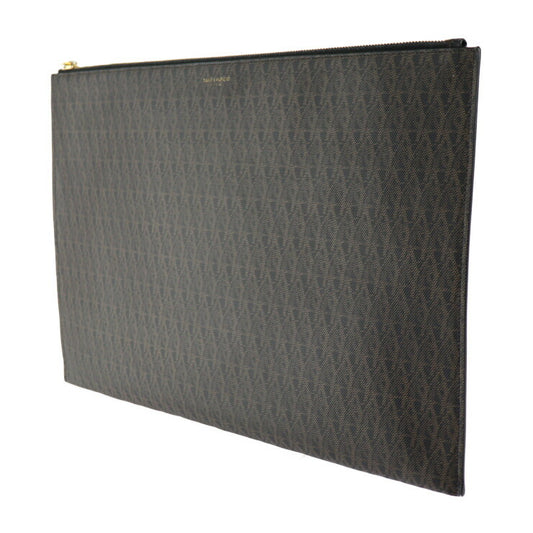 美品 SAINT LAURENT PARIS サンローランパリ クラシック トワル モノグラム セカンドバッグ 378261 PVC ブラウン ゴールド金具 クラッチバッグ ポーチ