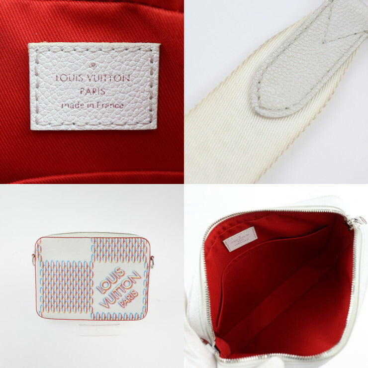 美品 LOUIS VUITTON ルイ ヴィトン トリオ メッセンジャー ダミエ ジャイアント スプレー ショルダーバッグ M20665 レザー ブロン ホワイト系 マルチカラー シルバー金具 ビトン