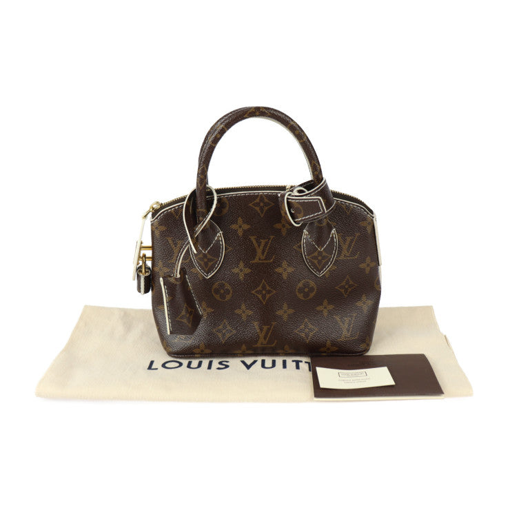 超美品 LOUIS VUITTON ルイ ヴィトン シャイニー モノグラム ロックイットBB モノグラム ハンドバッグ M40599 PVC レザー ブラウン アイボリー ゴールド金具 ミニバッグ ビトン