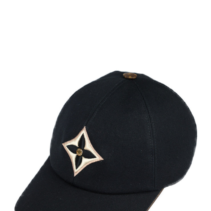 Very good condition LOUIS VUITTON Louis Vuitton cap LV day cap cap M77807 100% cotton x Monogram canvas x leather black hat Vuitton