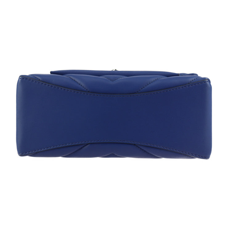 超美品 Michael Kors マイケルコース CECE ミディアム キルティングレザー コンバーチブル ショルダーバッグ 30T9S0EL8L ラムレザー ブルー シルバー金具 フラップ チェーン