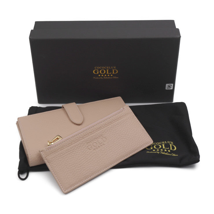 超美品 COCOCELUX GOLD ココセリュックス ゴールド 二つ折り財布 長財布 - GOLDヘラクレス シュリンクレザー ベージュ系 ゴールド金具 ロングウォレット