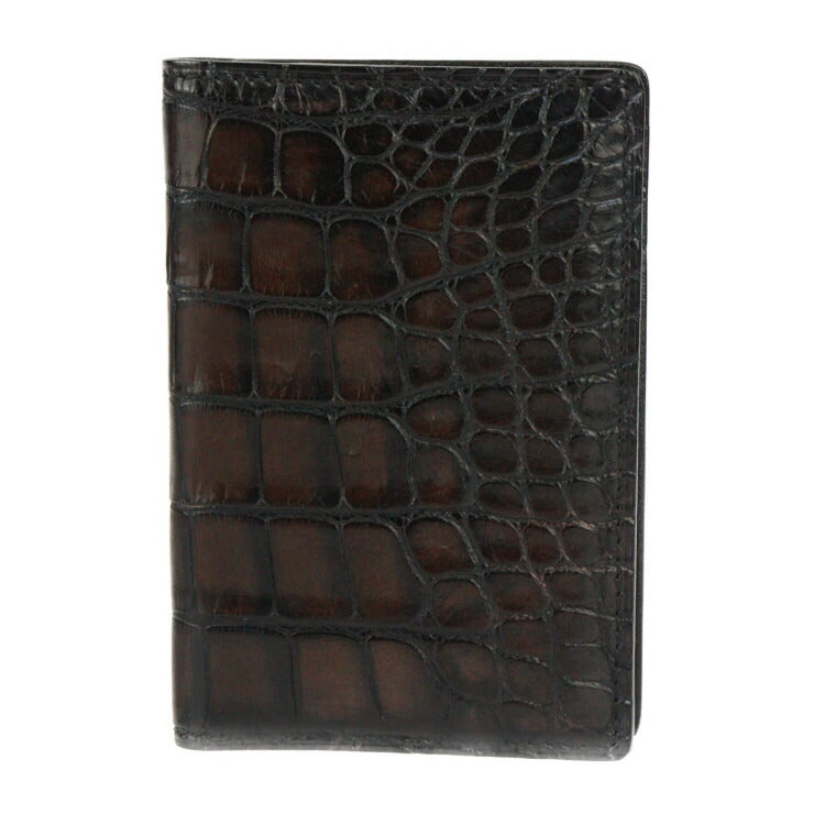 Beautiful Berluti JAGUA Card Case - Alligator Brown Bi-fold Business Card Holder Crocodile