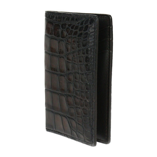 Beautiful Berluti JAGUA Card Case - Alligator Brown Bi-fold Business Card Holder Crocodile