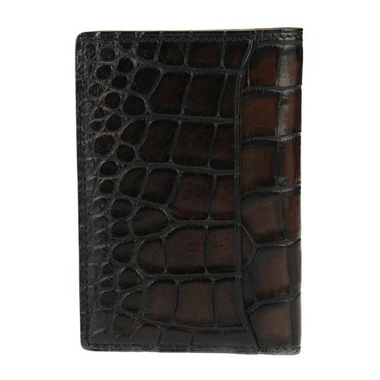 Beautiful Berluti JAGUA Card Case - Alligator Brown Bi-fold Business Card Holder Crocodile