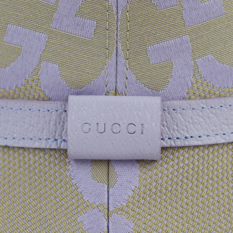 Brand new, unused, on display GUCCI bucket hat, Jumbo GG hat, 730336, size M, canvas, leather, beige, light purple, hat