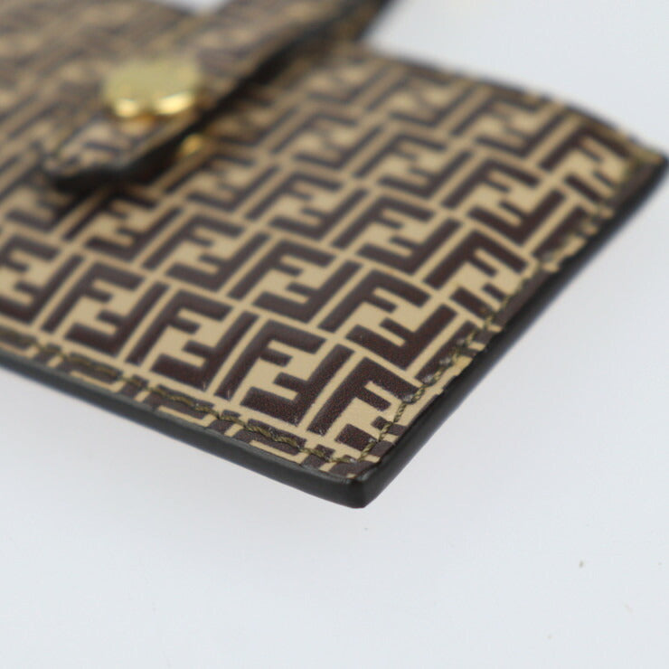 New, unused, display item, FENDI Mirror Holder Micro FF Keychain 7AS049 Leather Brown Gold hardware Bag charm