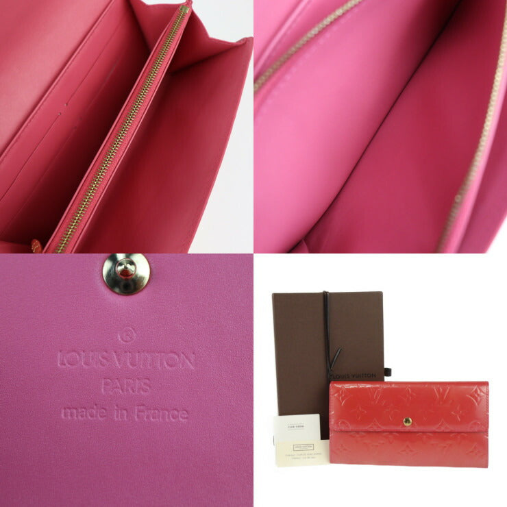 超美品 LOUIS VUITTON ルイ ヴィトン ポルトフォイユ・サラ 長財布 M9140F モノグラムヴェルニ フランボワーズ ゴールド金具 フラップ ビトン