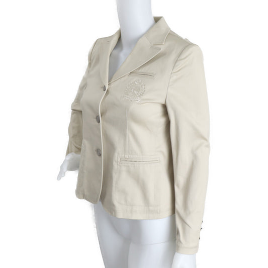 BURBERRY バーバリー ブレザー バーバリー ロンドン テーラードジャケット - 表記サイズ 150A 綿95% ポリウレタン5% ベージュ 三つボタン エンブレム 刺繍