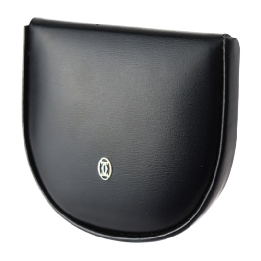 美品 CARTIER カルティエ パシャ コインケース L3000129 カーフレザー ブラック シルバー金具 小銭入れ