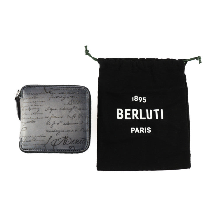 超美品 Berluti ベルルッティ IN CASE インケース カリグラフィー トートバッグ - ナイロン スクリット ヴェネチアンレザー グレー ブラック シルバー金具 エコバッグ 折り畳みバッグ ショッピングバッグ