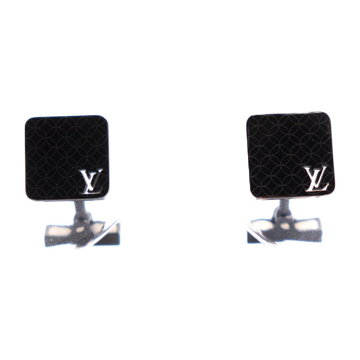 美品 LOUIS VUITTON ルイ ヴィトン ブトン ドゥ マンシェット シャンゼリゼ ダミエ カフス M65044 メタル ブラック カフリンクス ダミエケース付き ビトン