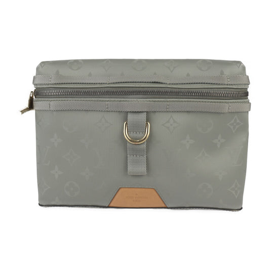 美品 LOUIS VUITTON ルイ ヴィトン メッセンジャー PM モノグラム チタニウム ショルダーバッグ M43889 レザー ナイロンキャンバス GRIS グレー系 ゴールド金具 ポシェット ビトン