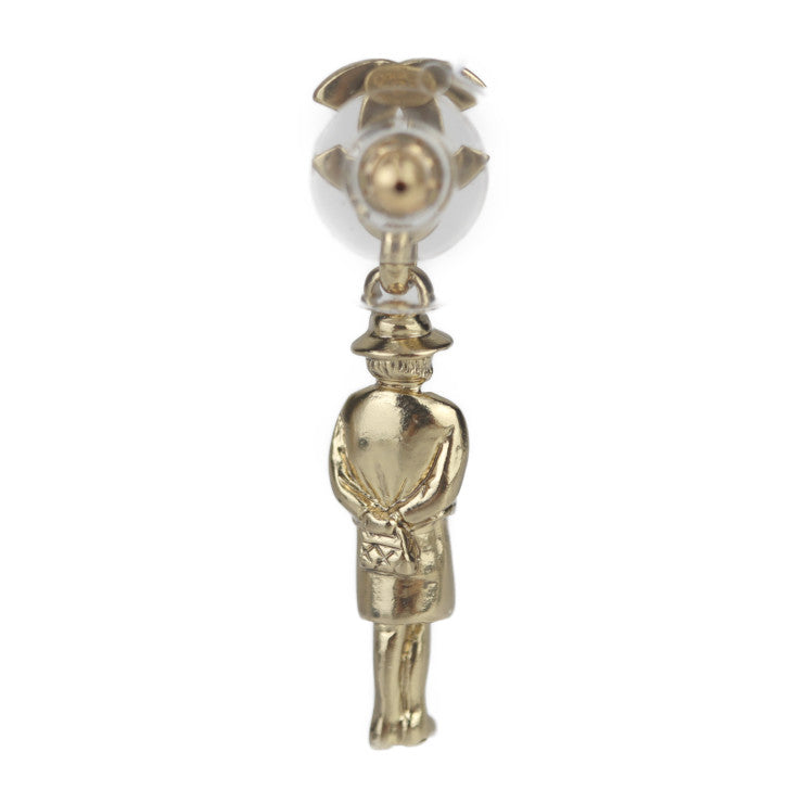 Very good condition CHANEL Mademoiselle earrings A13435 metal gold Coco mark swing doll motif 02P