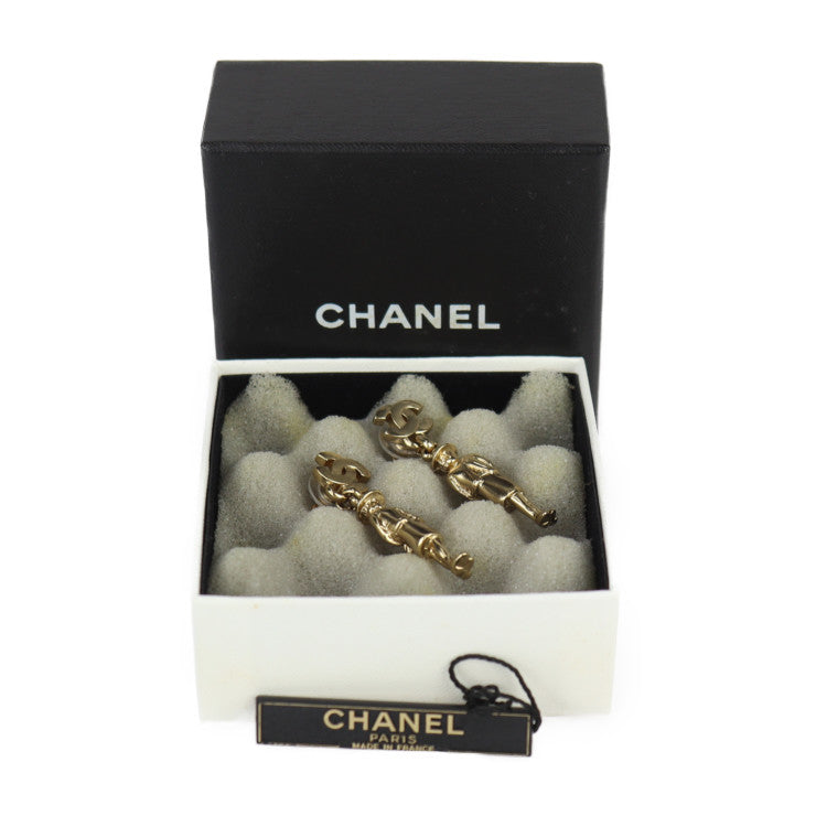 Very good condition CHANEL Mademoiselle earrings A13435 metal gold Coco mark swing doll motif 02P