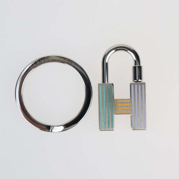 Very good condition HERMES CADENAS QUIZZ RAINBOW Cadena Quiz Rainbow Keychain - Metal Silver Multicolor Bag Charm Keyring Palladium Lacquer
