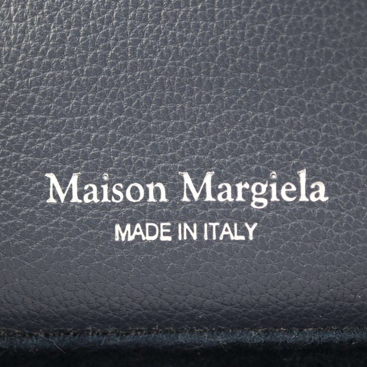 新品未使用展示品 Maison Margiela メゾン マルジェラ NEW LOCK Horizontal ニュー ロック ホリゾンタル ショルダーバッグ SB1WD0002 キャンバス レザー ヤギ革 ホワイト ネイビー系 シルバー金具 2WAY クラッチバッグ クロスボディ ポシェット ヤギ革