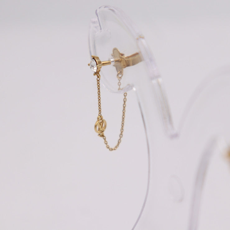 LOUIS VUITTON ルイ ヴィトン ブックルドレイユ プティ ルイ ピアス M00390 メタル ラインストーン ゴールド モノグラムフラワー LVサークル 耳飾り ビトン