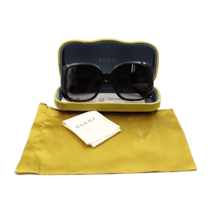 新品未使用展示品 GUCCI グッチ インターロッキングG サングラス GG1029SA 007 表記サイズ 57□19-145 XL アセテート ブラック ゴールド金具 アジアンフィット スクエア