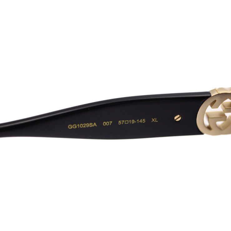 新品未使用展示品 GUCCI グッチ インターロッキングG サングラス GG1029SA 007 表記サイズ 57□19-145 XL アセテート ブラック ゴールド金具 アジアンフィット スクエア