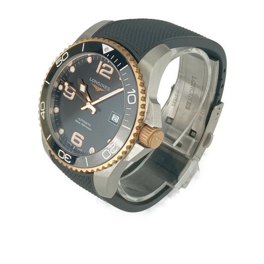 Good condition LONGINES Longines watch HYDROCONQUEST Automatic L3.781.3.58.9 Silver Pink gold Black dial Stainless steel Rubber Men's Automatic Date