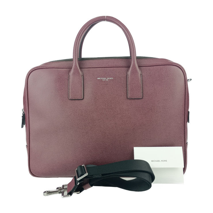 超美品 Michael Kors マイケルコース ビジネスバッグ ブリーフケース 37T7LWRA3L ボルドー系 レザー ユニセックス 2WAY ショルダーバッグ 書類鞄
