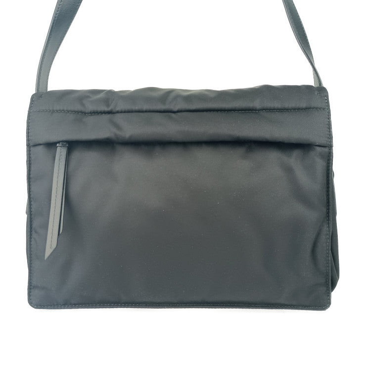 超美品 PRADA プラダ ショルダーバッグ ミディアム パデッドRe-Nylon ショルダーバッグ 1BD255 ブラック シルバー金具 ナイロン レザー レディース クロスボディ メッセンジャー 三角ロゴプレート