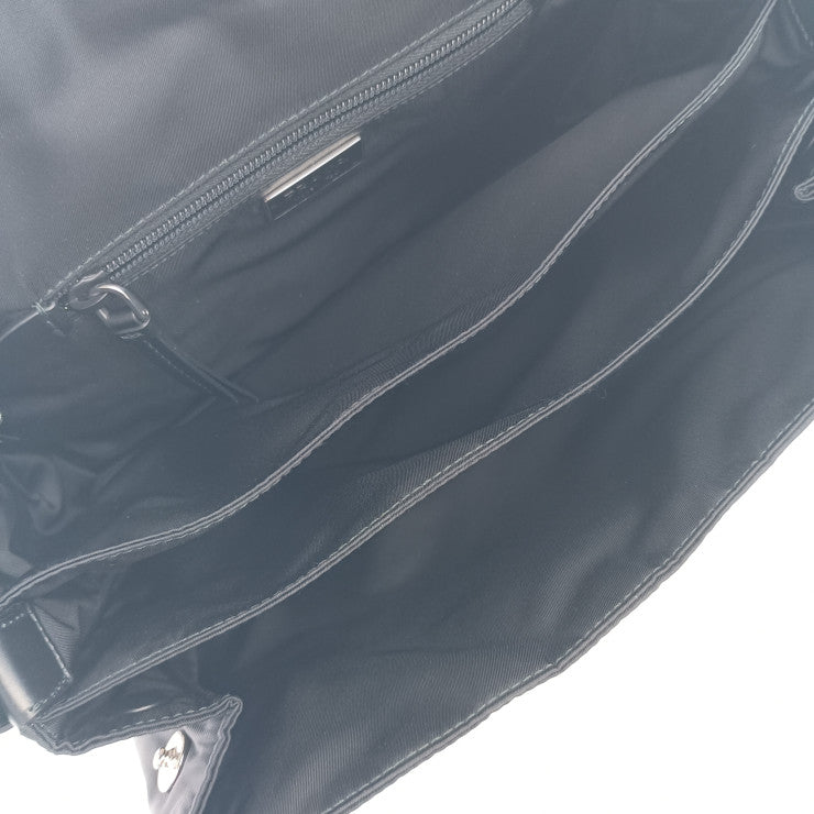 超美品 PRADA プラダ ショルダーバッグ ミディアム パデッドRe-Nylon ショルダーバッグ 1BD255 ブラック シルバー金具 ナイロン レザー レディース クロスボディ メッセンジャー 三角ロゴプレート