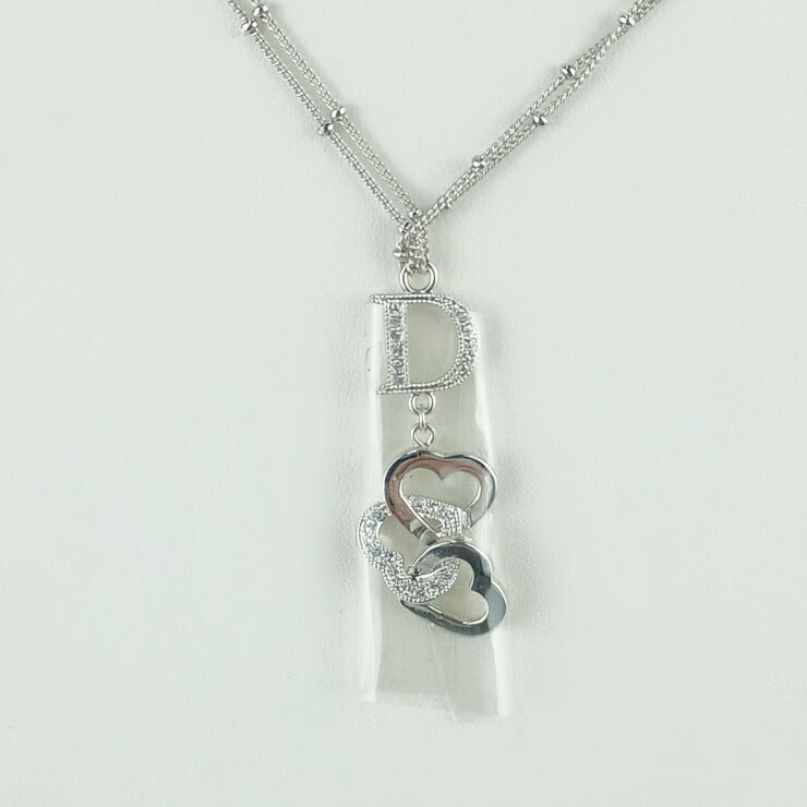 新品未使用展示品 Dior ディオール ネックレス HEART Collier ハートモチーフネックレス D22953HRT シルバー メタル ラインストーン レディース チョーカー CDロゴ
