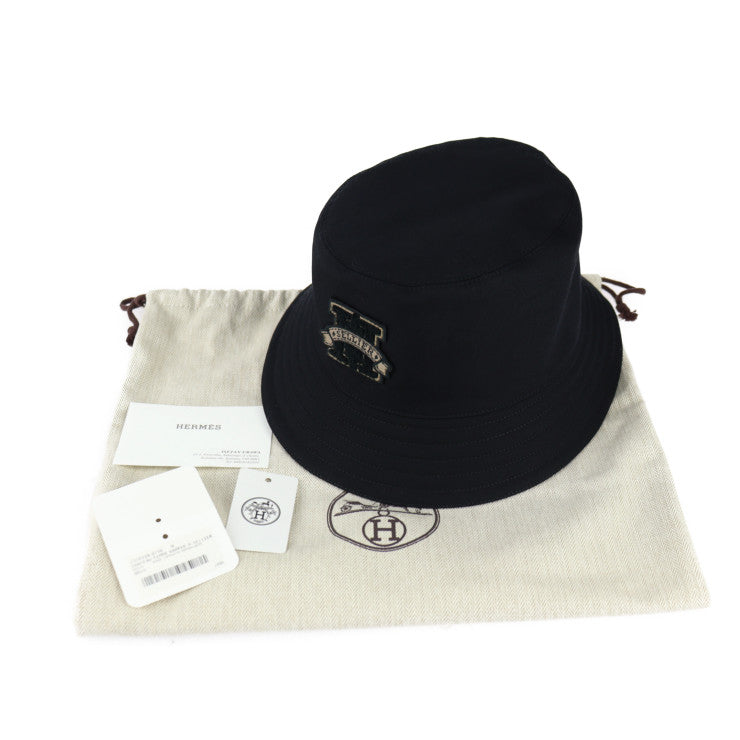 New, unused, display item, HERMES Harper H Serie Hat 232031N, size 58, cotton, black, bucket hat