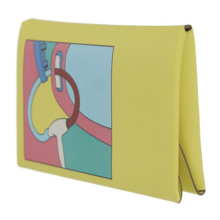 New, unused display item HERMES Calvi Duo Selle en Desordres card case, Swift leather, lime, multicolor, business card holder, coin case, coin purse, W stamp