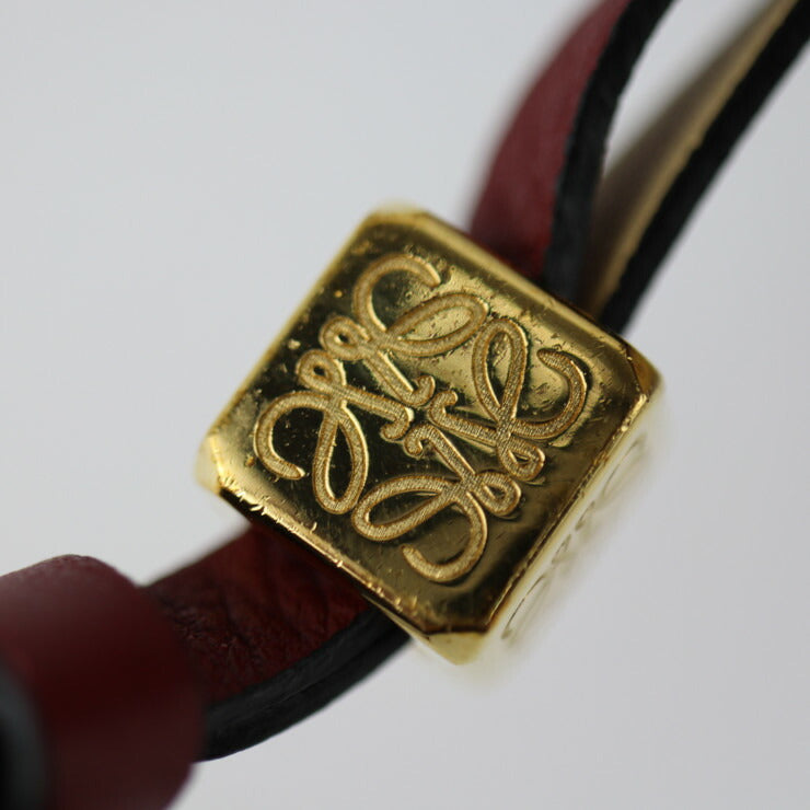 Very good condition LOEWE braided key ring anagram key holder - leather purple beige burgundy bag charm gold hardware