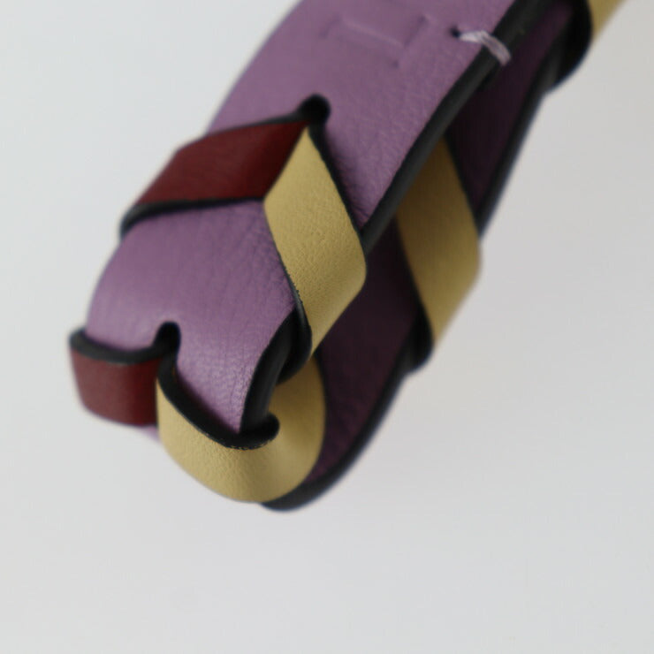 Very good condition LOEWE braided key ring anagram key holder - leather purple beige burgundy bag charm gold hardware