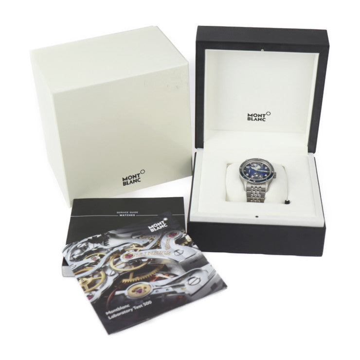 新古未使用展示品 MONTBLANC モンブラン 1858 ジオスフェール 腕時計 MB125567 チタン ステンレススチール セラミック シルバー ブルー文字盤 自動巻き デイト